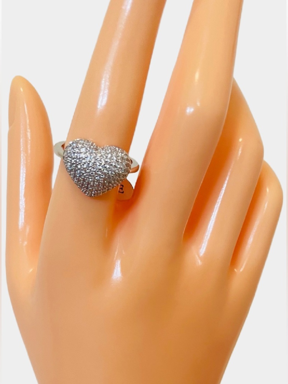Puff Heart Pavé Ring 18K White Gold Filled AAA CZs NWT - Picture 2 of 6